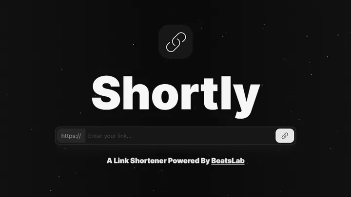 Shortly's landing page, with the link input front and center