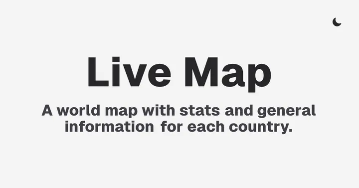 The Live Map home page and its interactive world map