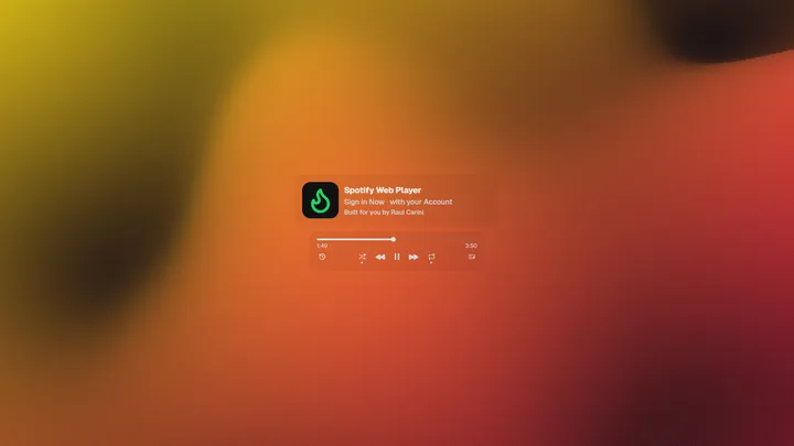 The Spotify web player's sign-in card and playback controls