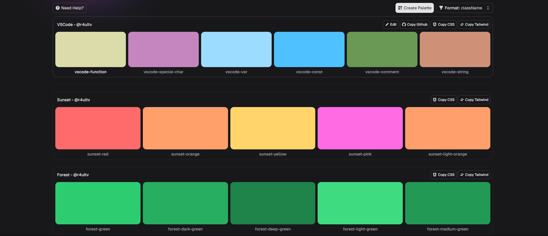 Tailwind Custom Palettes